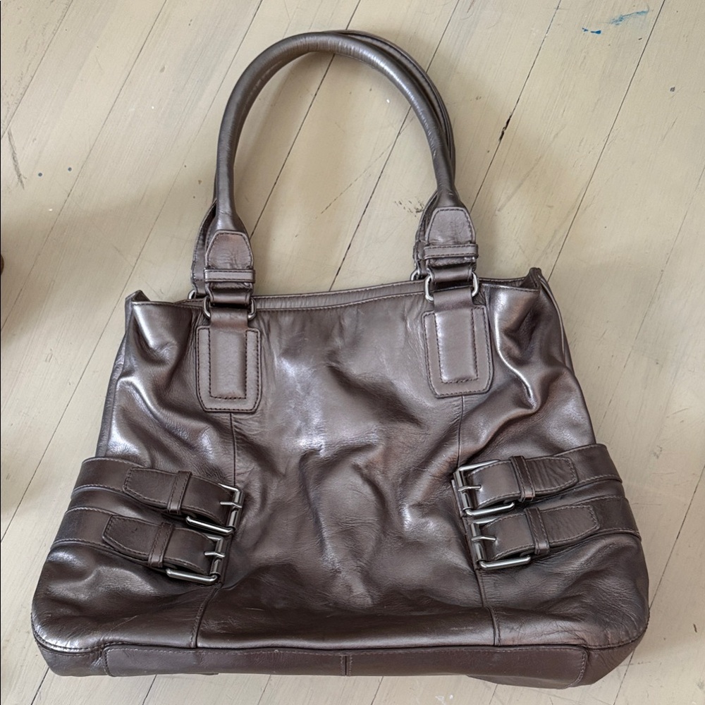 Cole Haan Metallic Brown Leather Shoulder Bag